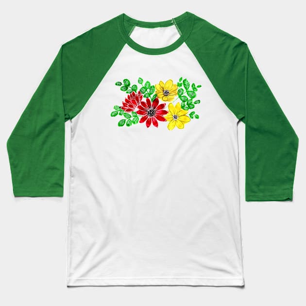 Florals Baseball T-Shirt by Ratna Arts